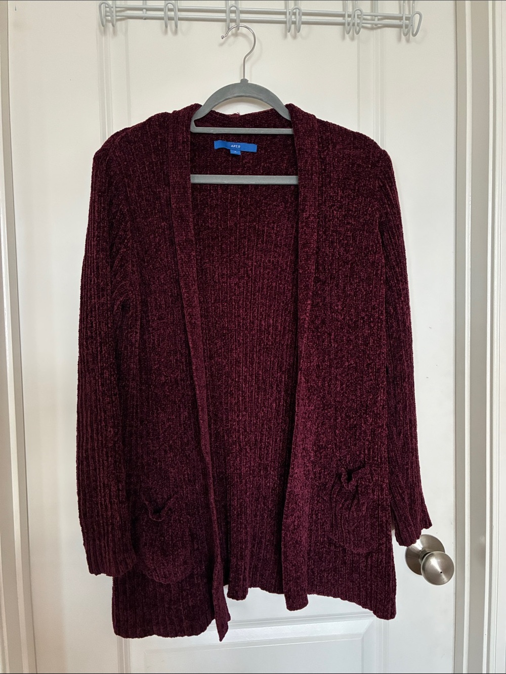 Apt. 9 Open-Front Chenille Cardigan - Burgundy